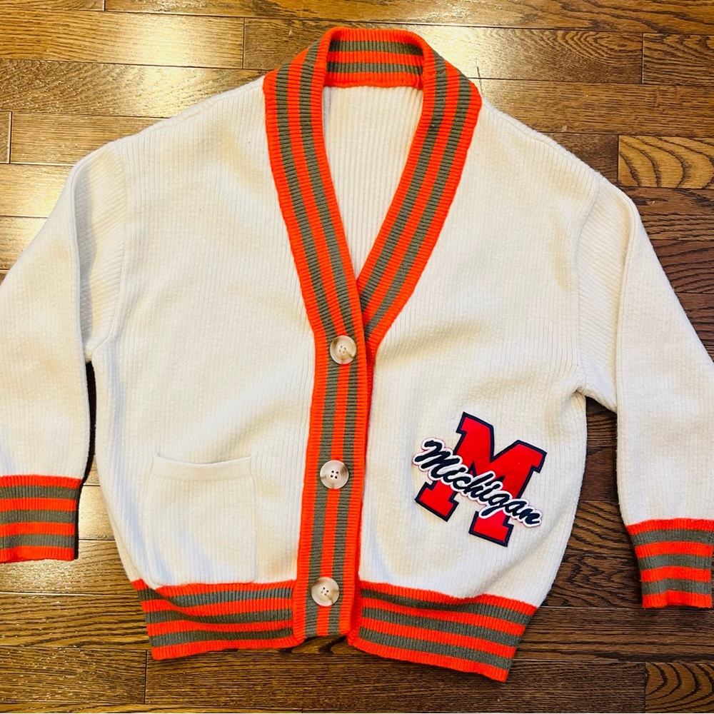 Cielo Seoul Vintage Michigan Letterman Cardigan – Retro Collegiate Cool 💚